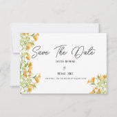 Wild-orangefarbene grüne Frühlingsblüte Save the D Date (Vorderseite)