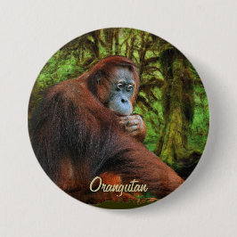 Wild Orangutan & Jungle Primat Art Button