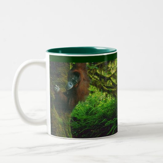 Wild Orangutan & Rainforest Wildlife-Fans Tasse (Links)