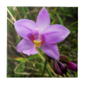 Wild Orchid Lila tropische Blume Fliese (Vorderseite)