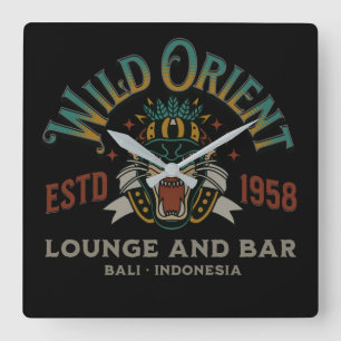 Wild Orient Vintager Panther tiger T - Shirt Quadratische Wanduhr