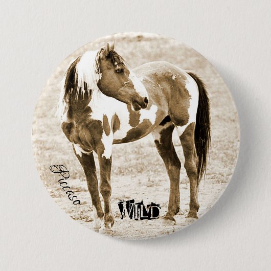 Wild Paint Horse Stallion Picasso Button (Vorderseite)