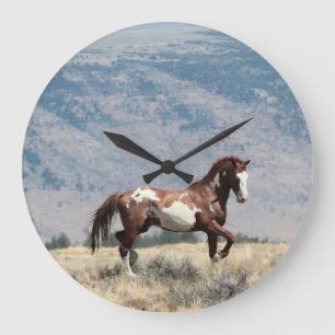 Wild Painted Mustang Remington Clock Große Wanduhr