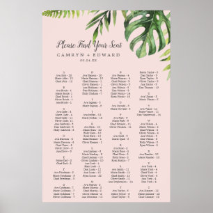 Wild Palm Blush Alphabetisches Seekarte Poster