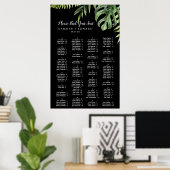 Wild Palm | Schwarze Alphabetische Sitztabelle Poster (Heimbüro)