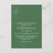 Wild Palm Wedding Week Veranstaltungsplan Begleitkarte (Rückseite)