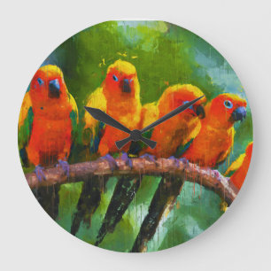 WILD PARROTS WALL CLOCK GROßE WANDUHR