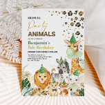 Wild Party Animals Safari Leopard Print Birthday Einladung<br><div class="desc">Our exquisite baby shower invitation is designed to capture the essence of a safari jungle theme with its array of safari animals, lush tropical leaves, and whimsical leopard print. Whether you're planning a small gathering or a big celebration, this invitation is sure to make your guests feel excited and eager...</div>