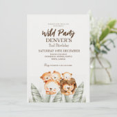 Wild Party Lion Birthday Einladung (Stehend Vorderseite)