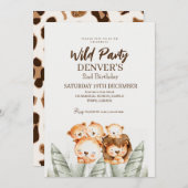 Wild Party Lion Birthday Einladung (Vorne/Hinten)