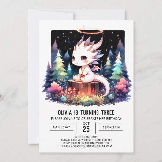 Wild Pastel Dragon Birthday Einladung (Vorderseite)