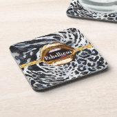 Wild Pattern Gold Lips Geschenk Décor Beauty Girly Getränkeuntersetzer (Linke Seite)