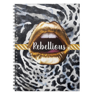 Wild Pattern Gold Lips Geschenk Décor Beauty Girly Notizblock