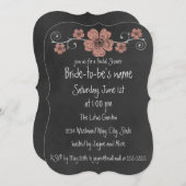 Wild Peach Rose Chalkboard Bridal Einladung (Vorne/Hinten)