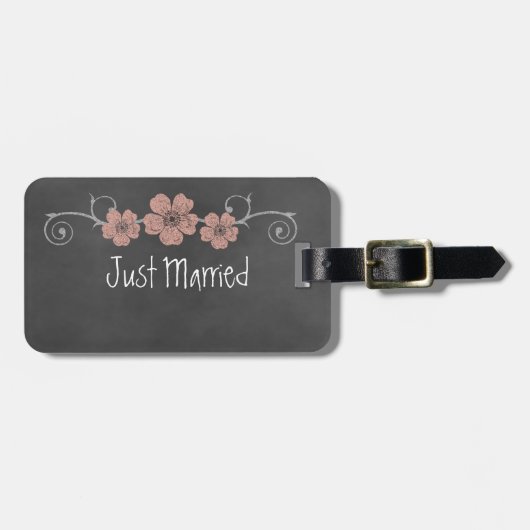 Wild Peach Rose Chalkboard Gepäckanhänger (Vorderseite horizontal)