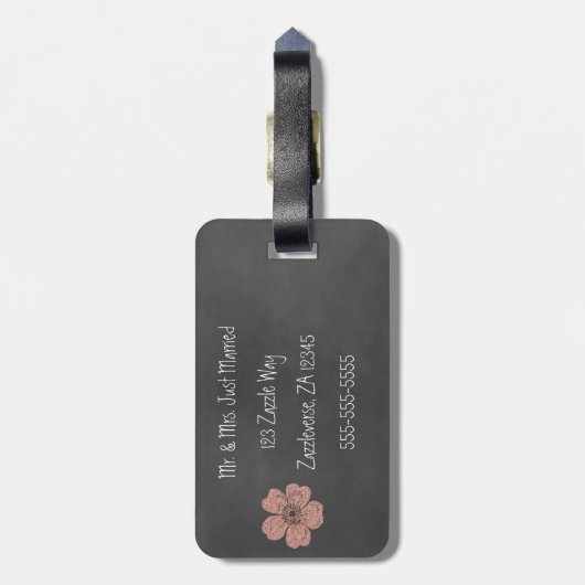 Wild Peach Rose Chalkboard Gepäckanhänger (Rückseite vertikal)