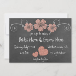 Wild Peach Rose Chalkboard Hochzeit Einladung