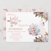 Wild, Pfeile, schwanke Blume, Boho Birthday Einladung (Vorne/Hinten)