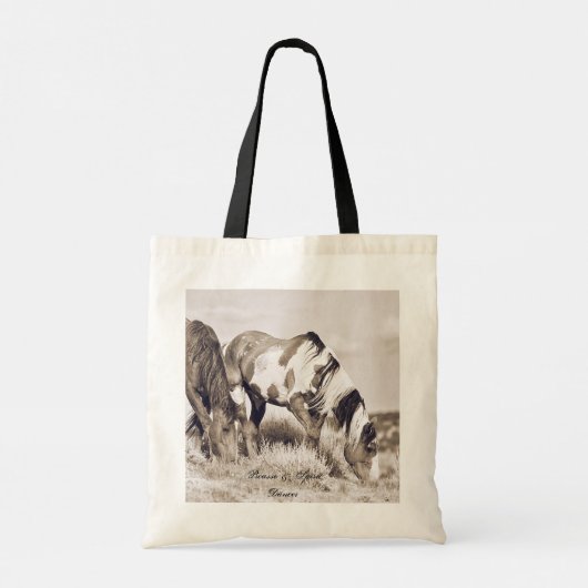 Wild Pferd Foto Picasso Boho Cowgirl Tote Bag Tragetasche (Rückseite)