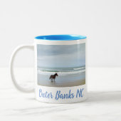 Wild Pferde Außenbanks OBX Corolla NC Zweifarbige Tasse (Links)