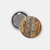 Wild Pferde Kopf - Rustikaler Holzausblick Magnet (Vorderseite/Rückseite)