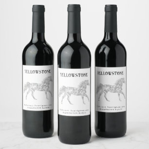 Wild Pferde Western Design Custom Wine Labels Weinetikett
