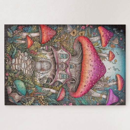 Wild-Pilz-Forest Illustration Art Puzzle (Horizontal)