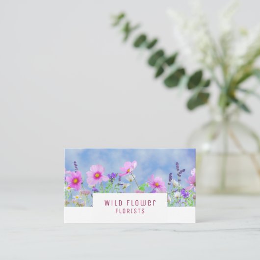 Wild Pink Floral, Floristry Visitenkarte (Stehend Vorderseite)