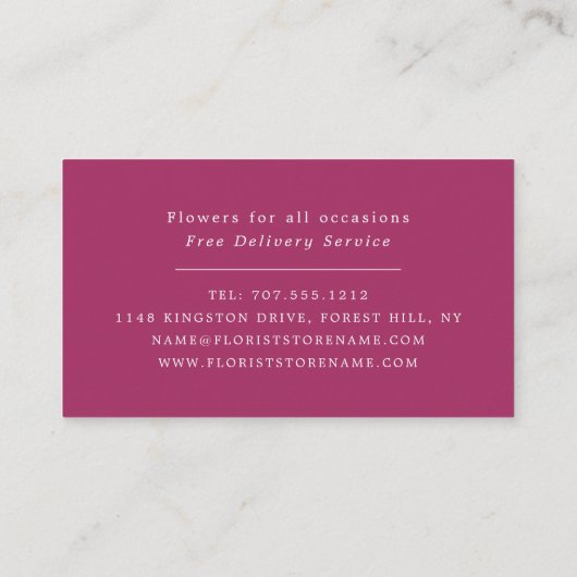Wild Pink Floral, Floristry Visitenkarte (Rückseite)