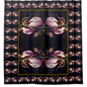 Wild Pink Lady Slipper Orchid Abstrakt Duschvorhang