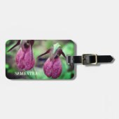 Wild Pink Lady Slipper Orchid Blume Personalisiert Gepäckanhänger (Vorderseite horizontal)