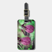Wild Pink Lady Slipper Orchid Blume Personalisiert Gepäckanhänger (Vorderseite vertikal)