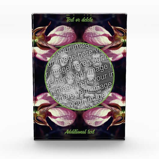 Wild Pink Lady Slipper Orchid Fügen Sie Ihre eigen Fotoblock (Vorderseite)