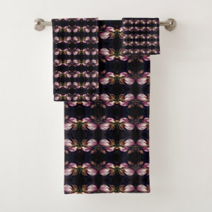 Wild Pink Lady Slipper Orchid Pair Abstrakt Badhandtuch Set