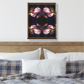 Wild Pink Lady Slipper Orchid Pair Abstrakt Leinwanddruck (Insitu (Schlafzimmer))