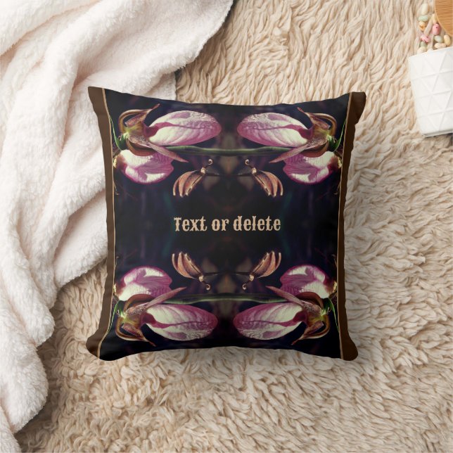 Wild Pink Lady Slipper Orchid Pair Personalisiert Kissen (Decke)