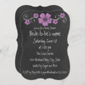 Wild Pink Roses Chalkboard Bridal Einladung (Vorne/Hinten)
