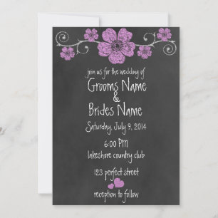 Wild Pink Roses Chalkboard Hochzeit Einladung