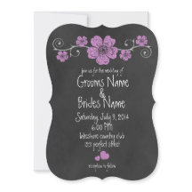 Wild Pink Roses Chalkboard Hochzeit Einladung