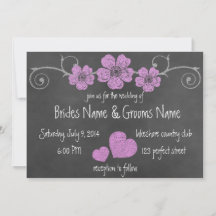 Wild Pink Roses Chalkboard Hochzeit Einladung