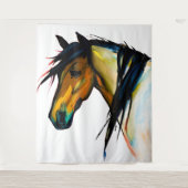 Wild Pony | Aquarellpferd Wandteppich (Vorderseite)