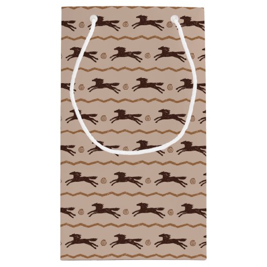 Wild Pony Galloping Pferd auf Tan Kleine Geschenktüte (Rückseite)