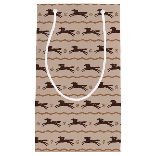 Wild Pony Galloping Pferd auf Tan Kleine Geschenktüte (Vorderseite)