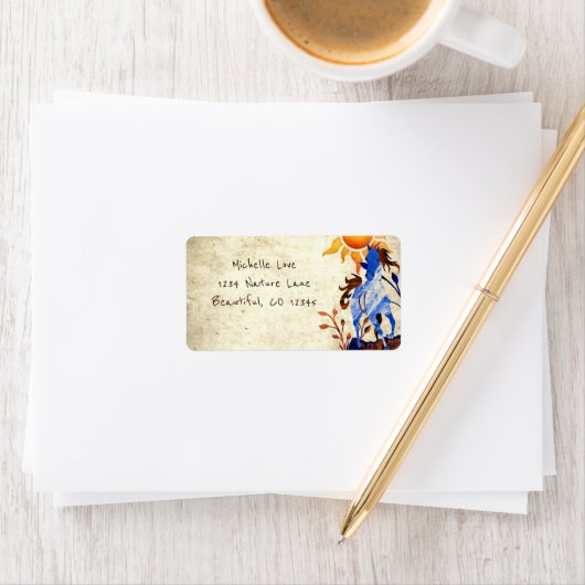 Wild Pony mit Sun Horse-Adresse Adressaufkleber (Insitu)