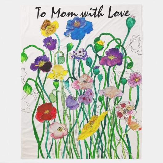 Wild Poppies farbenfroh mit dem Namen Fleecedecke (Vorderseite)