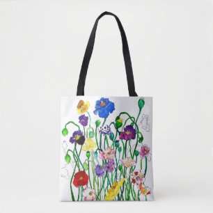 Wild Poppy Colorful Simple Watercolor Happy Tasche
