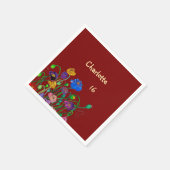 Wild Poppy Deep Red & Butter Yellow Birthday Serviette (Ecke)