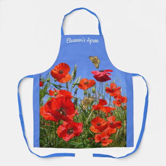 Wild-Poppy-Feld personalisierte Schürze (Vorderseite)