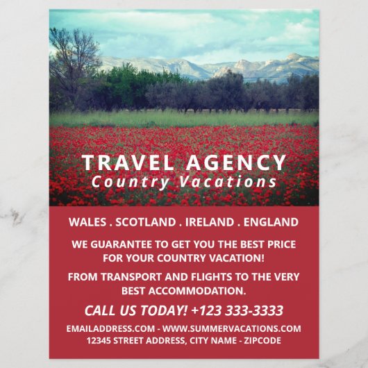 Wild Poppy Field, Reiseagentur Advert Flyer (Vorne)
