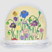 Wild Poppy Watercolor Photo Named Birthday Schneekugeln (Rückseite)